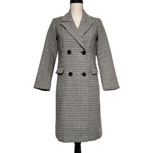 Topshop Houndstooth Plaid Double Breastfed Coat Jacket Women's Size 0